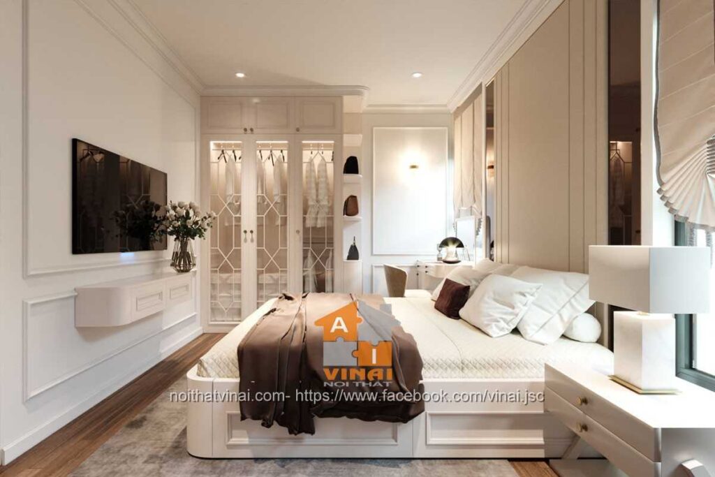 Nội thất tân cổ điển phòng ngủ chung cư VCI căn A1812-2