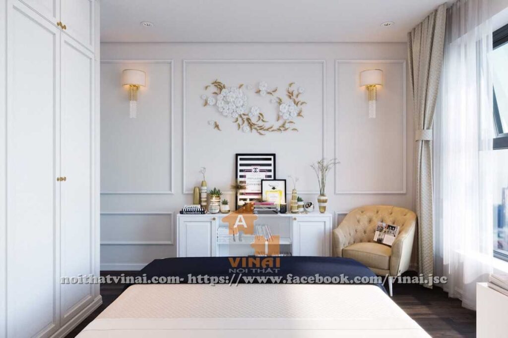 Nội thất tân cổ điển phòng ngủ master chung cư Roman Plaza Hà Đông-2