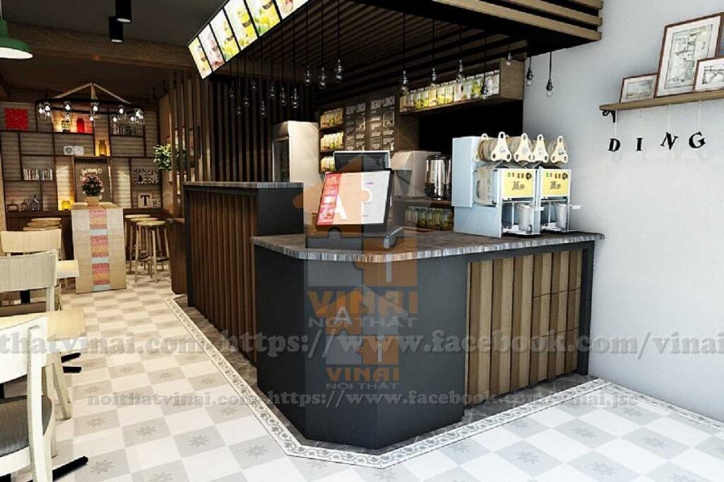 Phối cảnh mặt tiền dingtea Cầu Giấy tầng 1-1