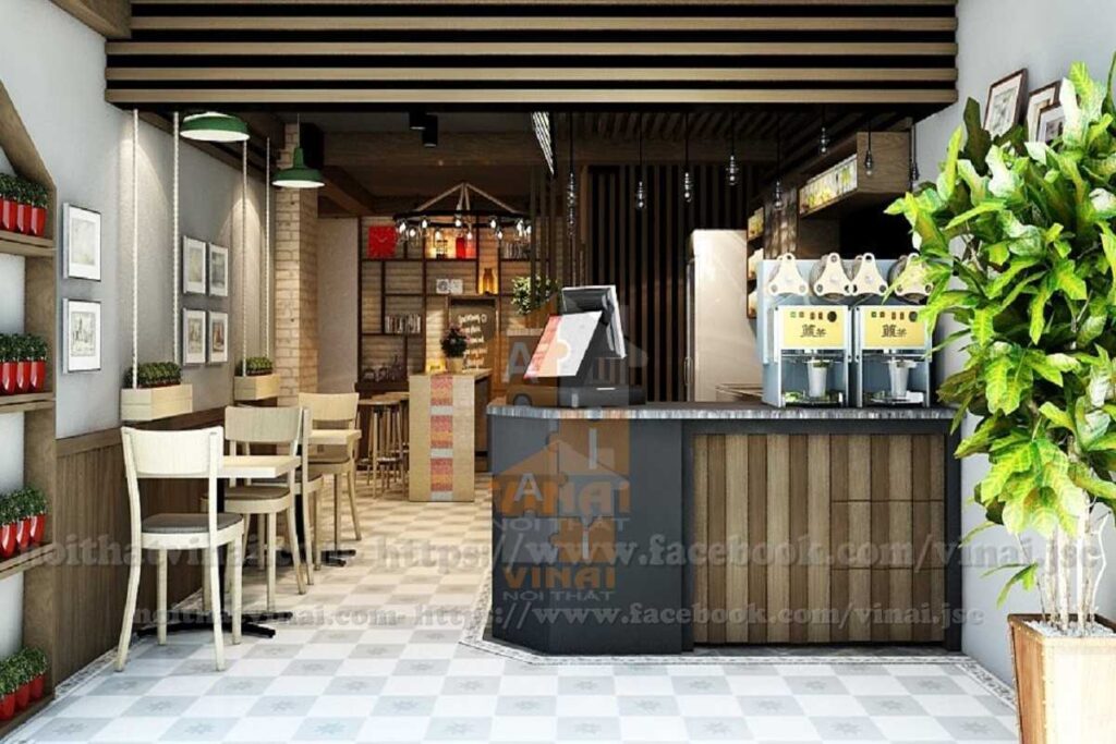 Phối cảnh mặt tiền dingtea Cầu Giấy tầng 1-4