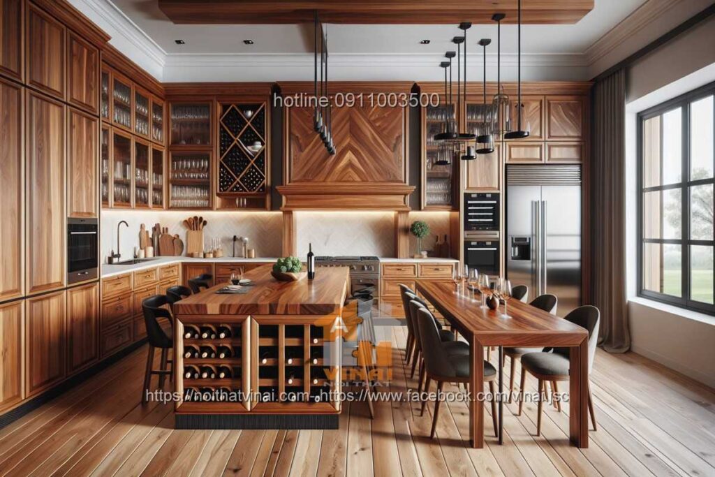 Phòng bếp gỗ óc chó 2