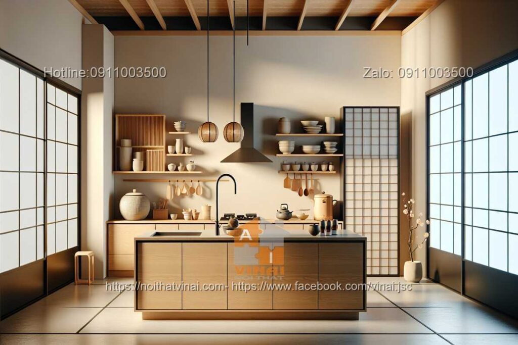 Phòng bếp kiểu Nhật với gam màu sáng -6