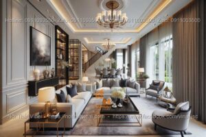 Phòng khách biệt thự hiện đại với thiết kế tối giản và tinh tế 1