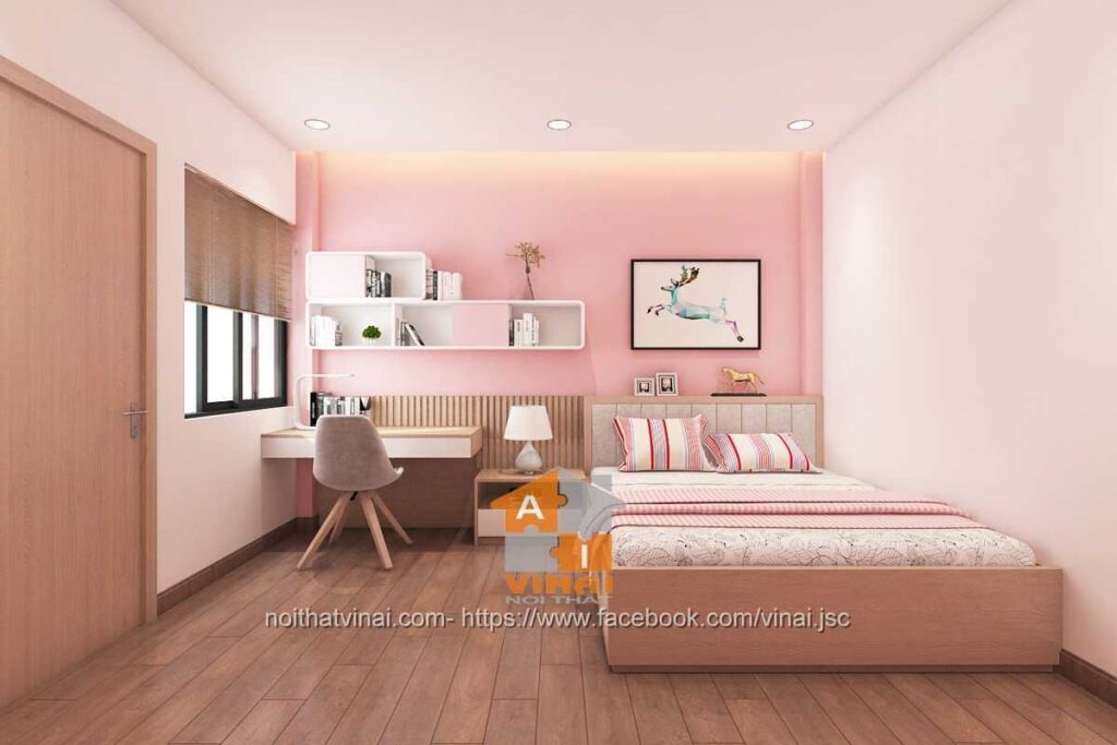 Nội thất phòng ngủ bé gái nhà ống 4x13m-1