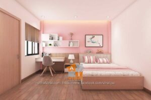 Nội thất phòng ngủ bé gái nhà ống 4x13m-1