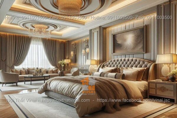 Mẫu phòng ngủ biệt thự phong cách Luxury gam màu trung tính 12