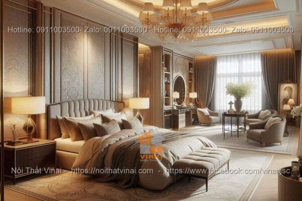 Mẫu phòng ngủ biệt thự phong cách Luxury gam màu trung tính 3
