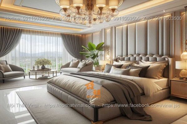 Mẫu phòng ngủ biệt thự phong cách Luxury gam màu trung tính 9
