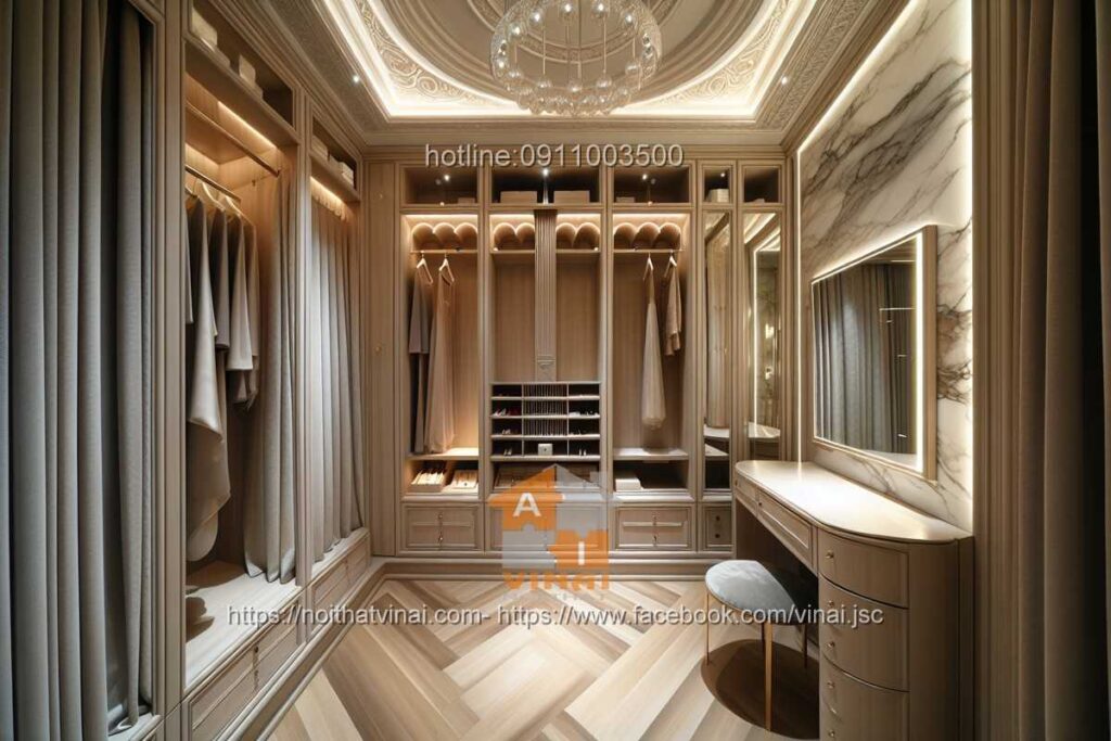 Phòng thay đồ- Tủ quần áo cánh kính khung nhôm 10