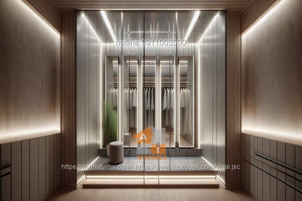 Phòng thay đồ- Tủ quần áo cánh kính khung nhôm 6
