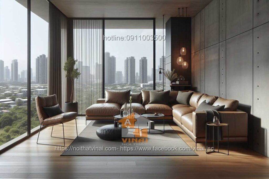 Sofa góc bọc da 2