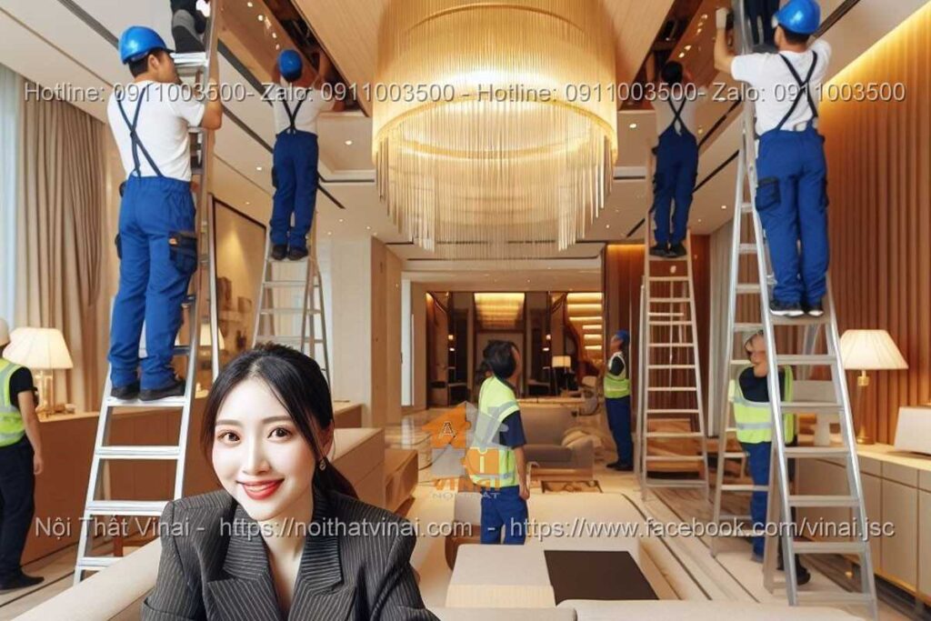 Thi công nội thất phòng khách biệt thự