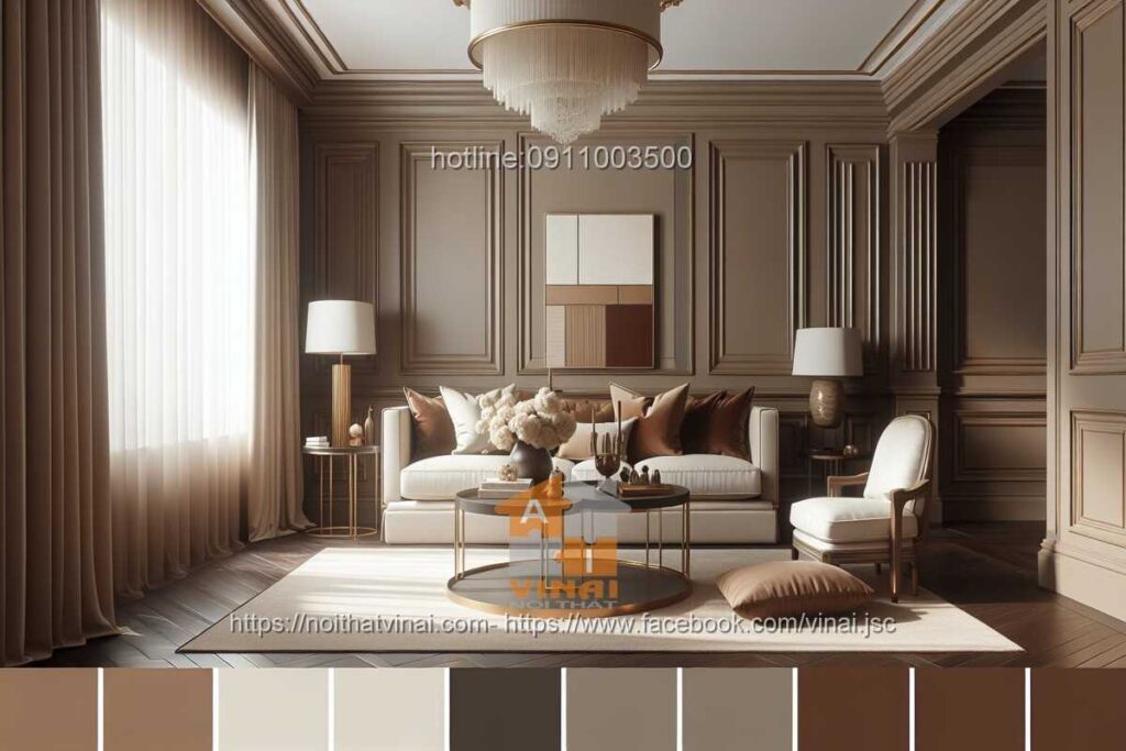 Thiết kế nội thất gam màu nâu