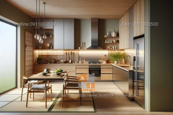 Thiết kế nội thất phòng bếp phong cách Nhật Bản -1