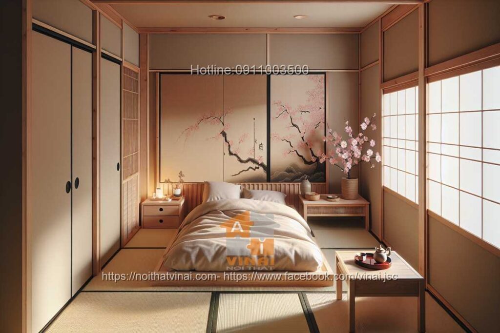 Thiết kế thi công phòng ngủ kiểu nhật -1